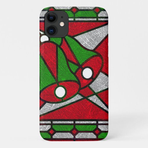 Christmas Stained Glass Holiday Bells iPhone 11 Case