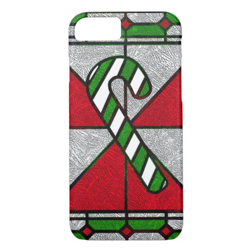 Christmas Stained Glass Holiday Candy Cane iPhone 87 Case