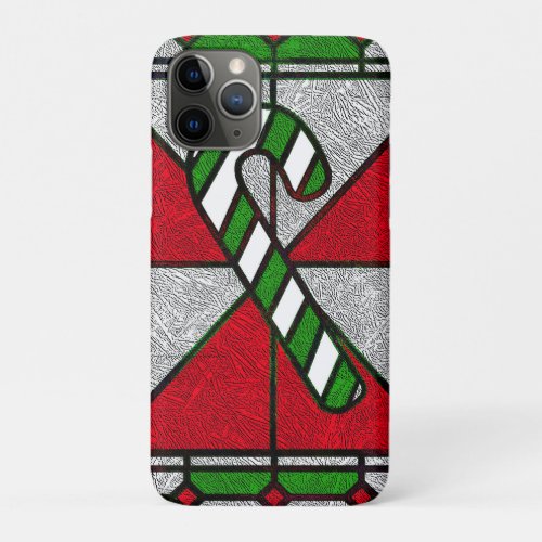 Christmas Stained Glass Holiday Candy Cane iPhone 11 Pro Case