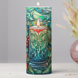 Christmas Stained Glass Pillar Candle