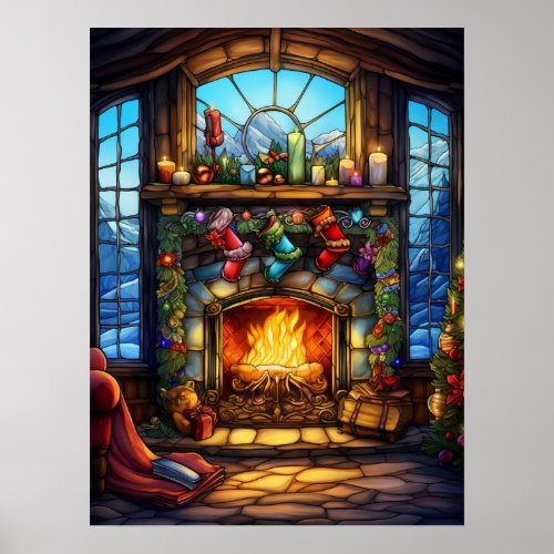 Christmas Stained Glass Poster