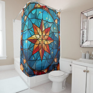 Christmas Stained Glass Shower Curtain