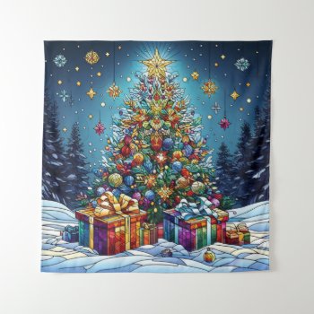 Christmas Stained Glass Tapestry by ChristmasTimeByDarla at Zazzle