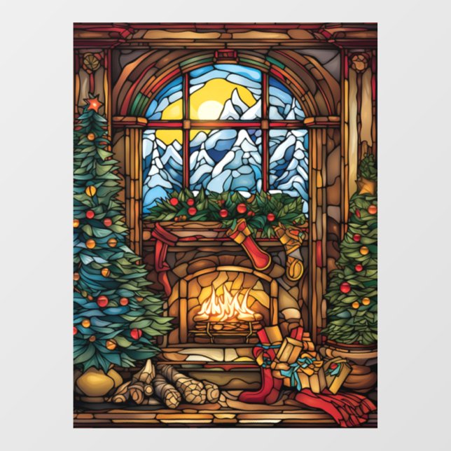 Christmas Stained Glass Window Cling (Sheet)