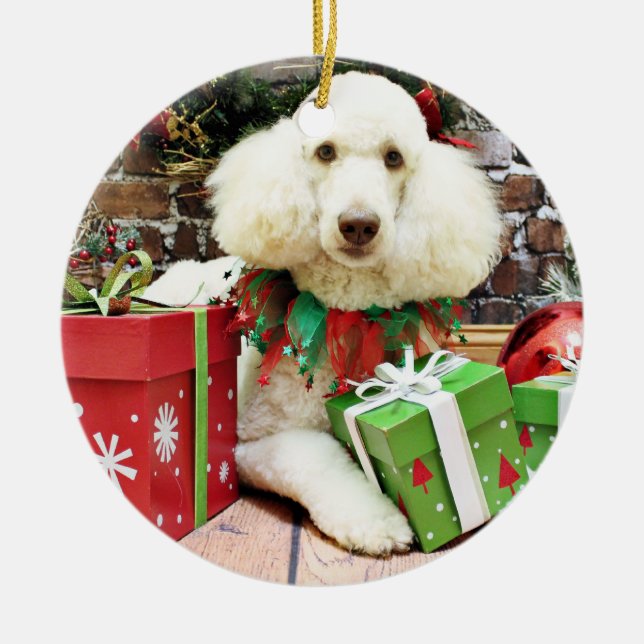 Christmas - Standard Poodle - Lucy Ceramic Ornament (Front)