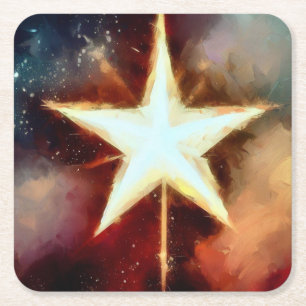 Christmas Star 1 Square Paper Coaster
