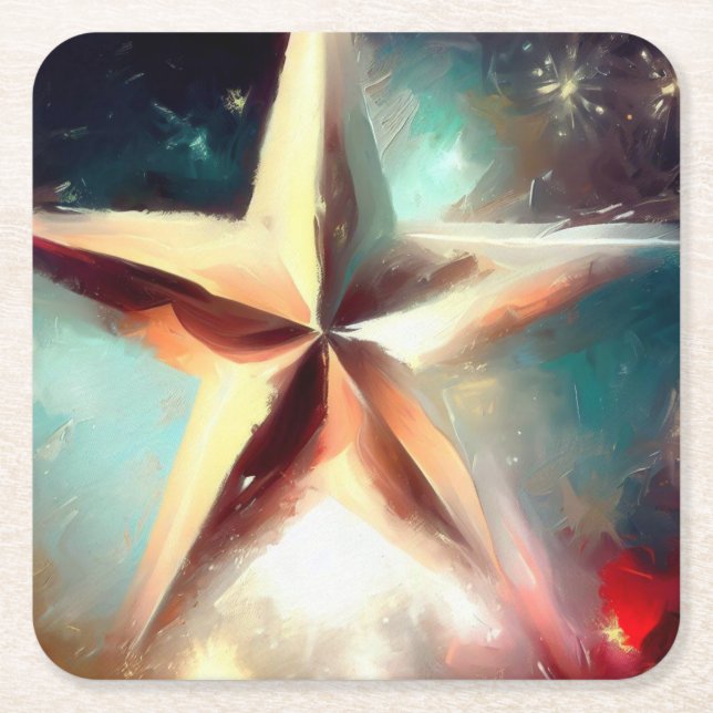 Christmas Star 2 Square Paper Coaster (Front)