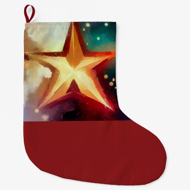 Christmas Star 3 Large Christmas Stocking (Front)