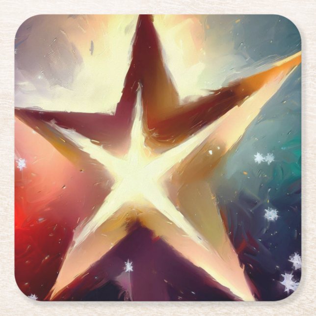 Christmas Star 4 Square Paper Coaster (Front)