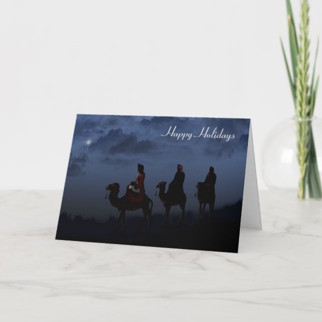 Christmas Star And Wise Men Holiday Card (Front)