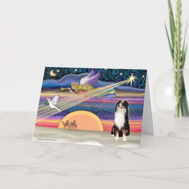 Christmas Star - Australian Shepherd (Tri) Holiday Card (Front)