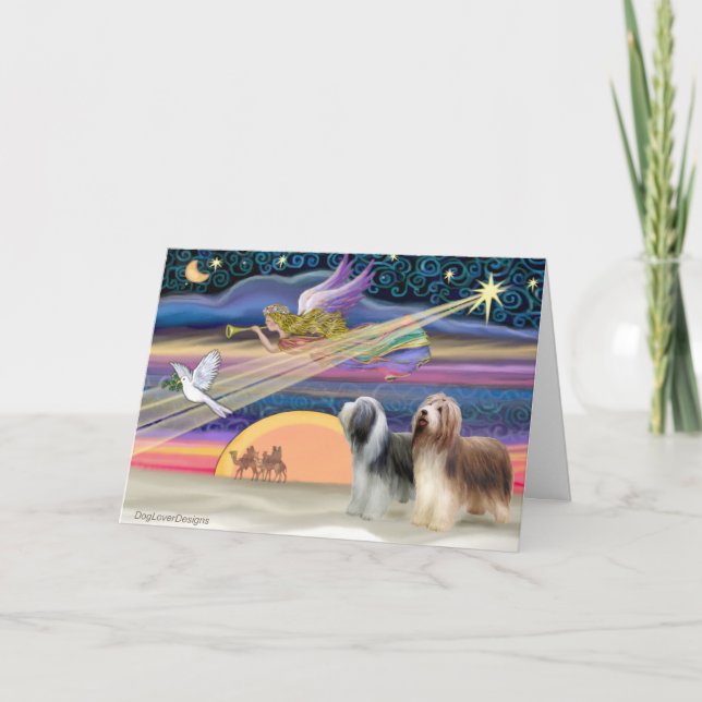 Christmas Star - Bearded Collies (two) Holiday Card (Front)