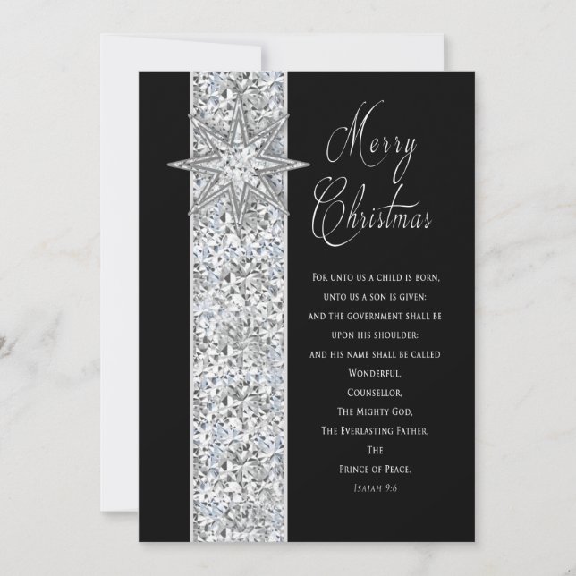 CHRISTMAS STAR - CHRISTIAN - BLACK/SILVER HOLIDAY CARD (Front)