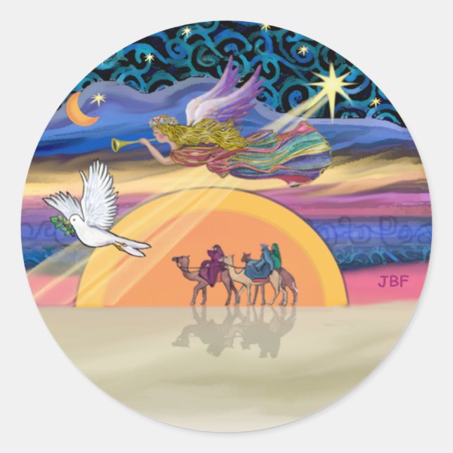 Christmas Star Classic Round Sticker (Front)