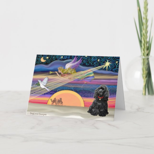 Christmas Star - Cocker Spaniel (black) Holiday Card (Front)