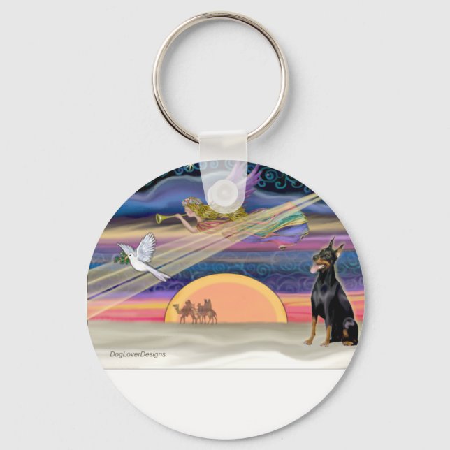 Christmas Star - Doberman 1 - Keychain (Front)