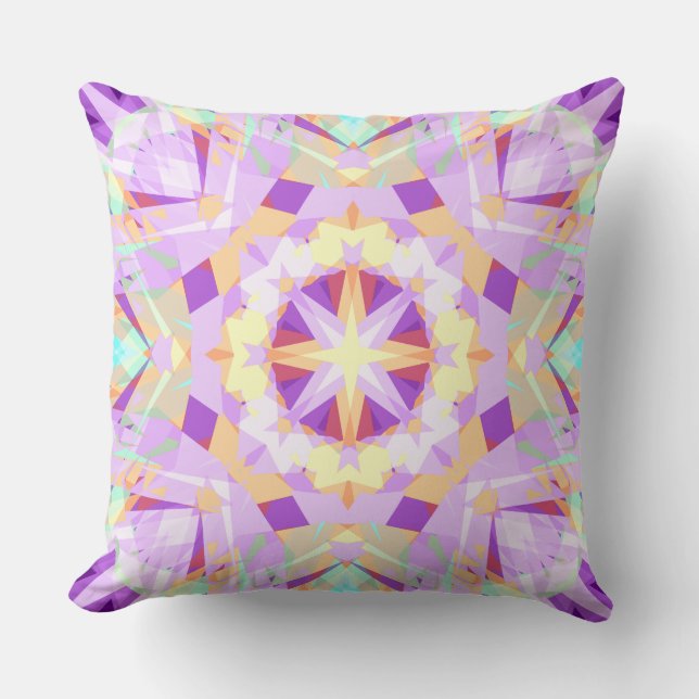 Christmas Star Festive Purple Gold Yellow Throw Pillow (Front)