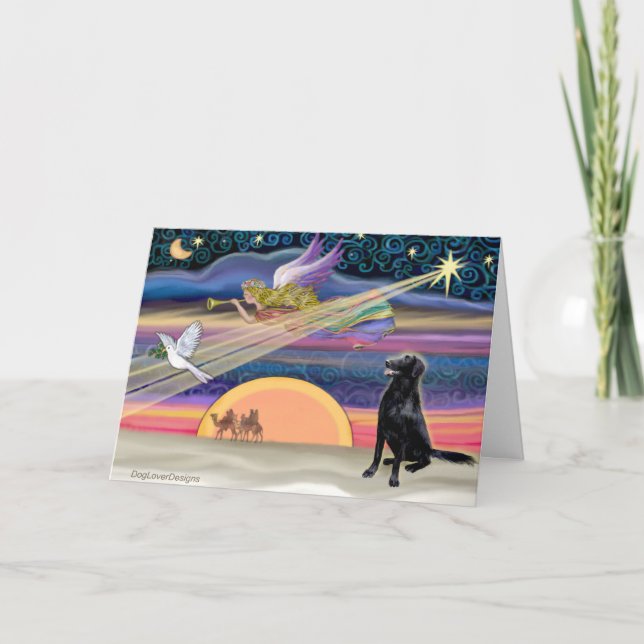 Christmas Star - Flat Coated Retriever Holiday Card (Front)