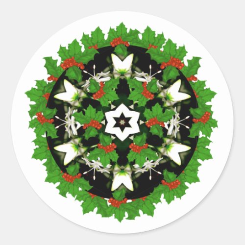 Christmas Star Flower and Holly Stickers