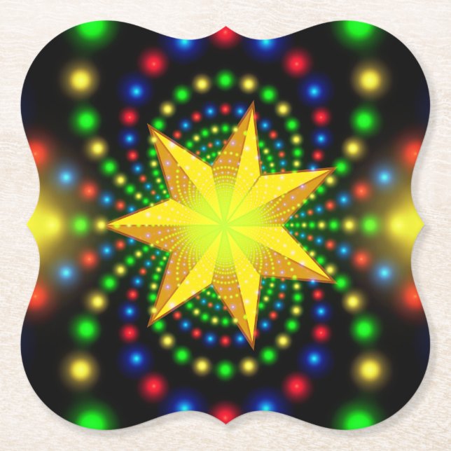 Christmas Star Fractal Design-29440 Paper Coaster (Front)