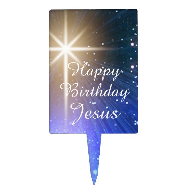Christmas Star Happy Birthday Jesus Cake Topper (Front)