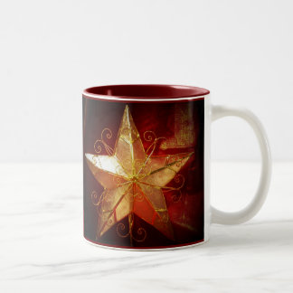 christmas star in spot light Two-Tone coffee mug