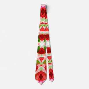 Christmas Star Jolly Red Winter Green Festive Pink Neck Tie