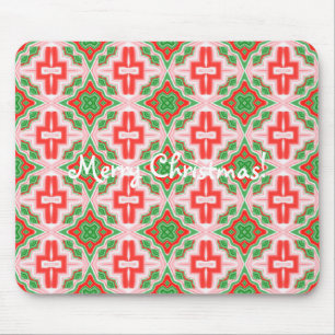 Christmas Star Kaleidoscope Tiled Mouse Pad