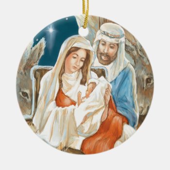 Christmas Star Nativity Painting Ceramic Ornament by gingerbreadwishes at Zazzle