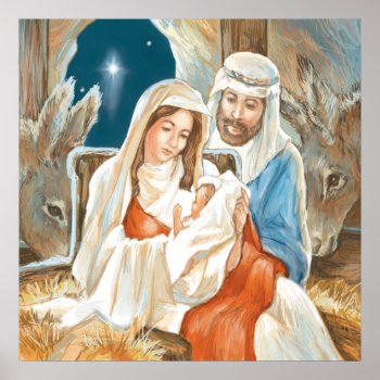 Christmas Star Nativity Painting Poster by gingerbreadwishes at Zazzle