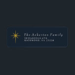 Christmas star navy return address label<br><div class="desc">Designed to coordinate with the Christ is Born religious Christian Christmas card collection,  this return address label features a gold star against a navy background with white text. The simple and versatile sticker can be used for many other designs as well.</div>