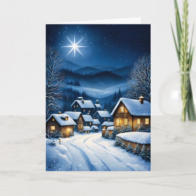 Christmas Star over the Little Village Card (Front)