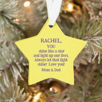 Christmas Star/parents To Daughter/you Shine Like  Ornament by whatawonderfulworld at Zazzle
