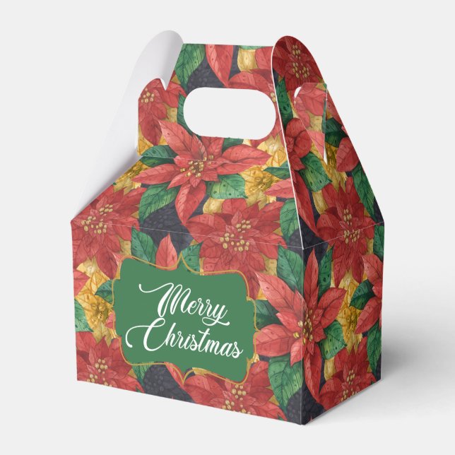 Christmas Star Poinsettia Favor Box (Front Side)