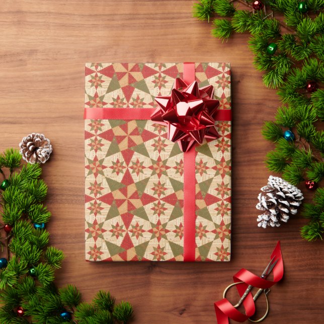 Christmas Star Quilt Wrapping Paper (Holiday Gift)