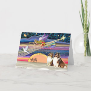 Christmas Star - Shetland Sheepdogs (2 Sable) Holiday Card