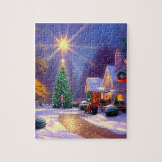 Christmas Star Shining Over a Christmas Tree