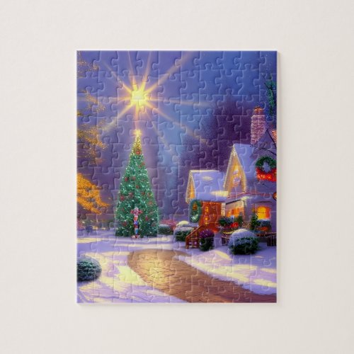 Christmas Star Shining Over a Christmas Tree Jigsaw Puzzle