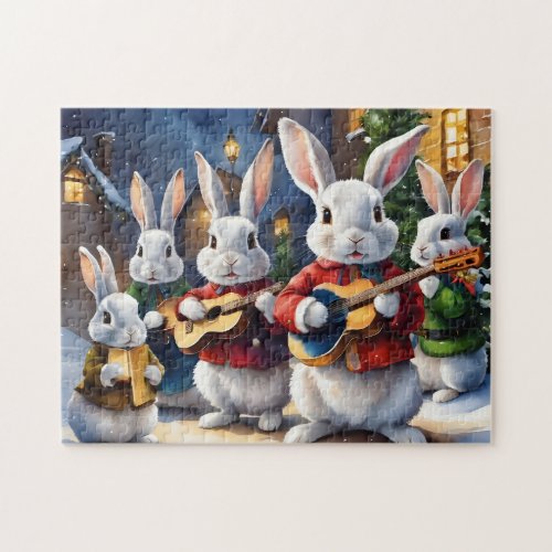 Christmas Star Singer Bunnies Jigsaw Puzzle