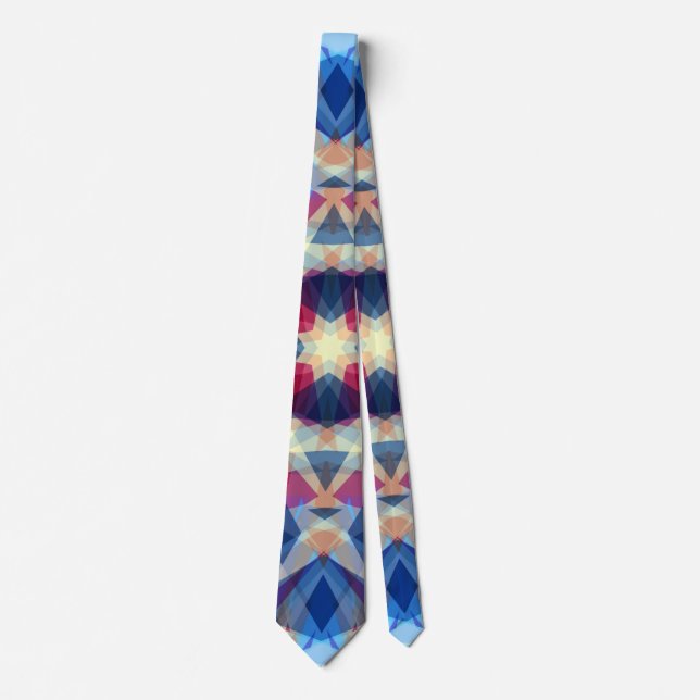 Christmas Star Winter Blue Festive Red Gold Yellow Neck Tie (Front)