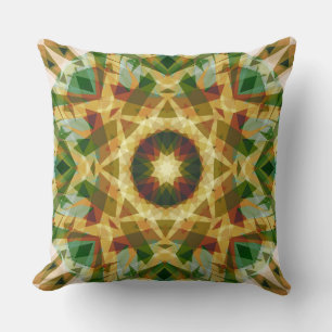 Christmas Star Winter Green Autumn Brown Throw Pillow