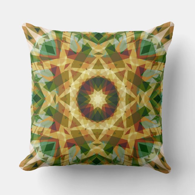 Christmas Star Winter Green Autumn Brown Throw Pillow (Front)