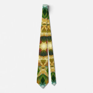 Christmas Star Winter Green Fall Brown Gold Yellow Neck Tie