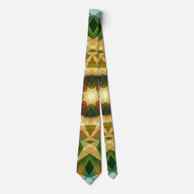 Christmas Star Winter Green Fall Brown Gold Yellow Neck Tie (Front)
