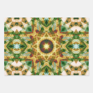 Christmas Star Winter Green Fall Brown Gold Yellow Wrapping Paper Sheets