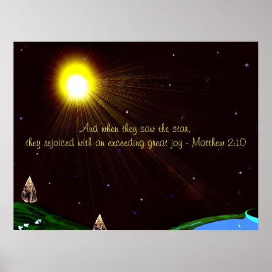 Christmas Star with Scripture Poster | Zazzle.com
