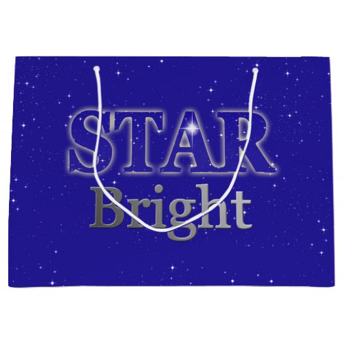 Christmas Star Word Art Blue and Silver  Large Gift Bag