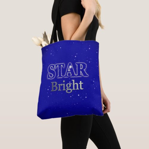 Christmas Star Word Art Blue and Silver  Tote Bag