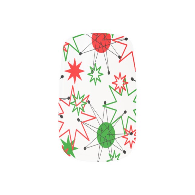 Christmas Starbursts Minx Nail Art (Left Thumb)