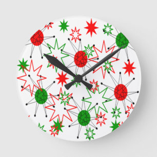 Christmas Starbursts Round Clock